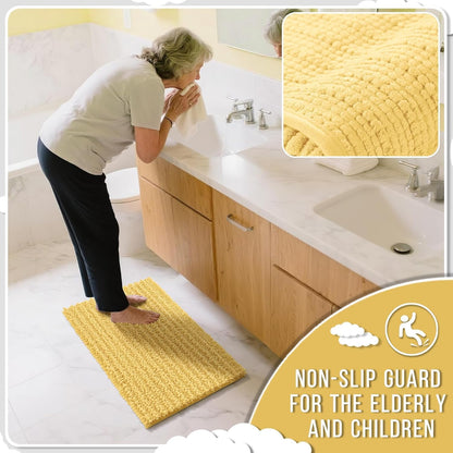 Yimobra Bathroom Rugs Non Slip Washable - Ultra Soft Absorbent Chenille Bath Mat, Quick Dry Shaggy Floor Carpet for Tub Shower, Gray Home Decor Accessories, 24x17 Inch