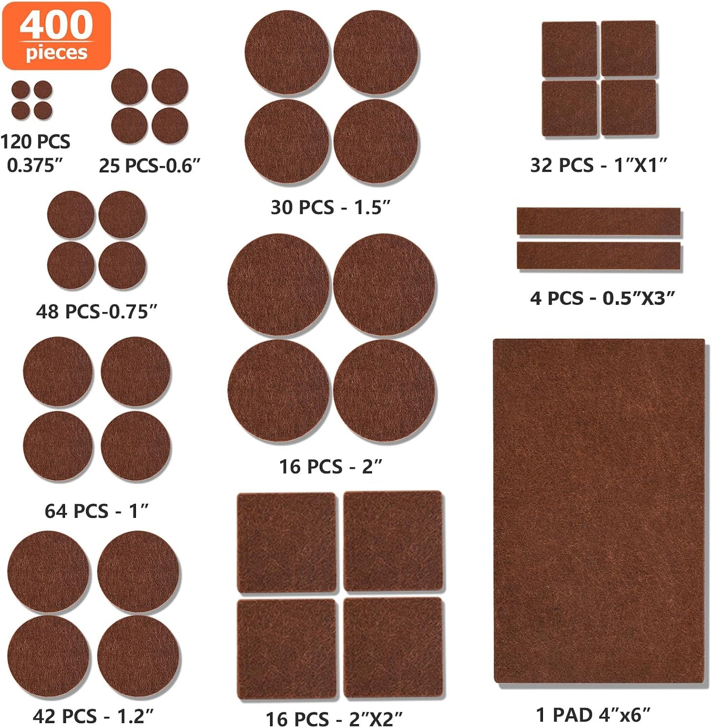 Felt Furniture Pads 300 Pieces, Furniture Pads for Hardwood Floors, Felt Pads for Chair Legs Furniture, Floor Protectors for Furniture Black