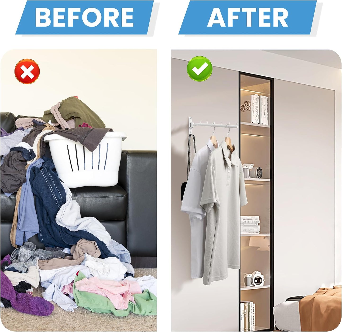 Mooche Swing Clothes Hanger Rack, Garment Racks Folding Clothes Bar Wall Mounted, 180°Rotation Laundry Drying Rack 304 Stainless Steel Space Saving for Laundry Room Bedroom Balcony, 9.45" Long