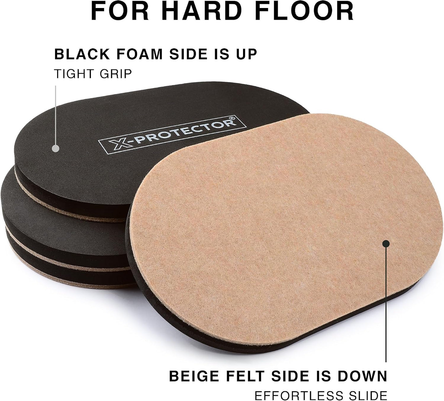 X-Protector Felt Furniture Sliders for Hardwood Floors 24 PCS 1” - Self-Adhesive Furniture Slider - Heavy-Duty Furniture Movers for Hard Surfaces - Felt Sliders - Move Your Furniture Easily!
