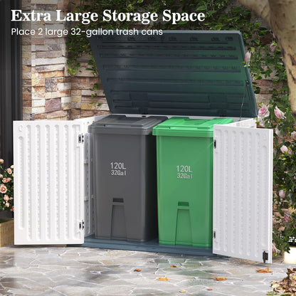 UDPATIO 120 Gallon Deck Box Outdoor Storage Box Lockable Waterproof Resin Indoor Outdoor Storage Container for Patio Cushions, Tools, Package Delivery Boxes for outside