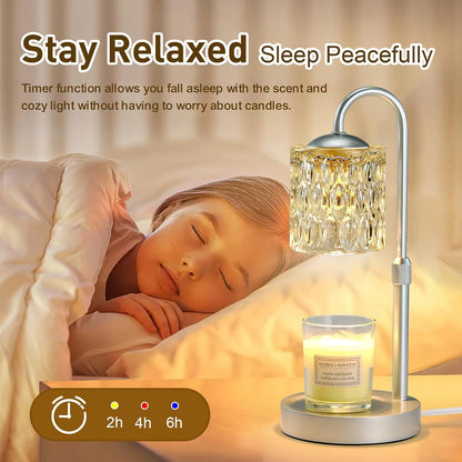 Briever Dimmable Candle Warmer Lamp with Timer, Height Adjustable Electric Candle Wax Warmer, Christmas Birthday Gifts for Women Mom, House Warming Gifts New Home Room Decor, Walnut Solid Wood Base