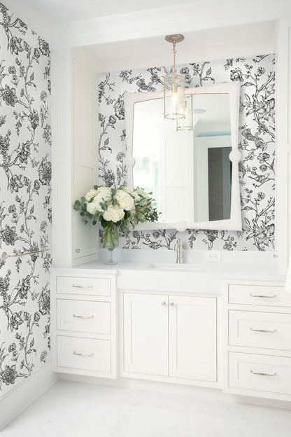 Safiyya Peel and Stick Wallpaper Vintage Floral Contact Paper 17.3" x 78.7" Wall Paper Renter Friendly Self Adhesive Removable Wallpaper for Bathroom Vinyl
