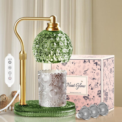 Candle Warmer Lamp with Timer & Dimmer, Glass Lamp Candle Warmer for Jar Candles, UPGRATED with 3 Bulbs, Height Adjustable Electric Wax Warmer for Elegant Home Decor (Crystal Clear)
