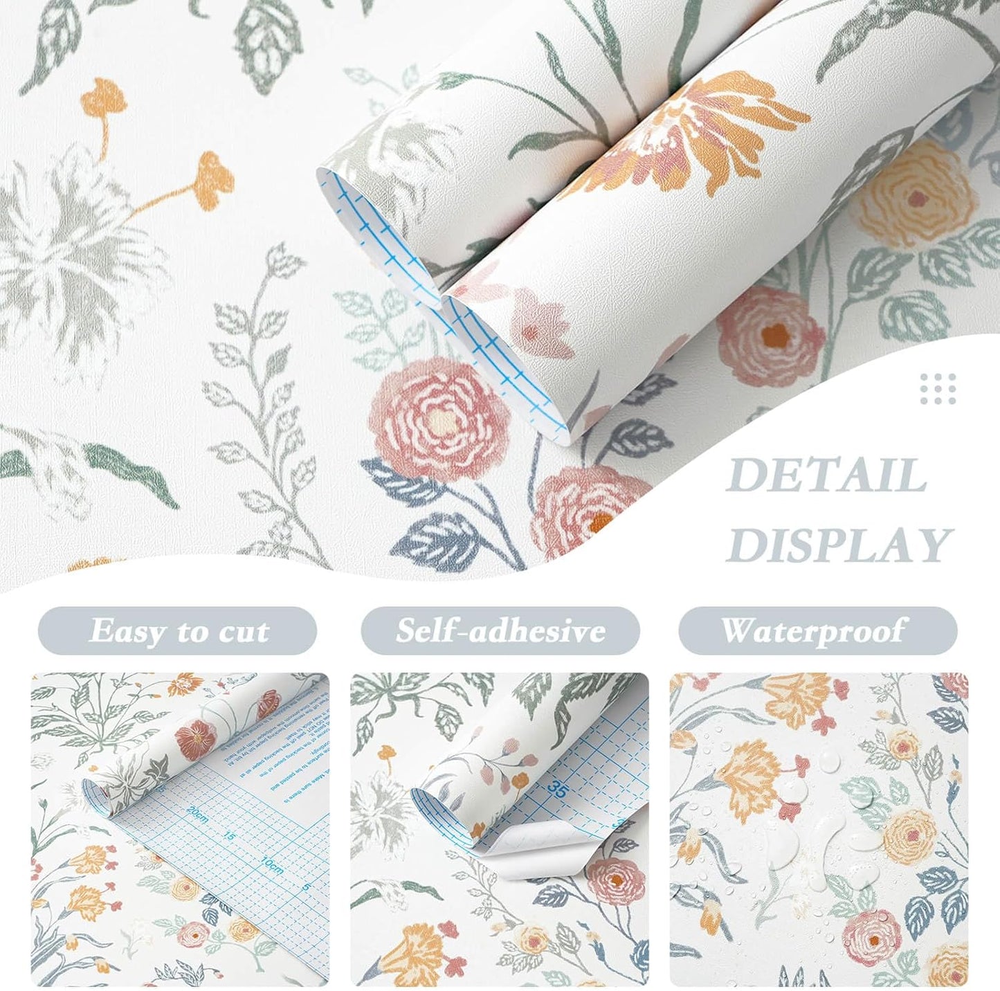Boho Wallpaper Neutral Peel and Stick Wallpaper 78.7"x17.3" Geometric Wall Paper Beige and White Contact Paper Textured Removable Vinyl Waterproof for Bedroom Farmhouse Kitchen Bathroom
