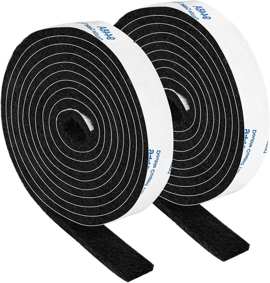 Felt Strips with Adhesive Backing, Felt Tape with Adhesive Backing, Felt Furniture Strips 2 Pack Roll 1/2x 60 Inches Black, Felt Strips for Furniture