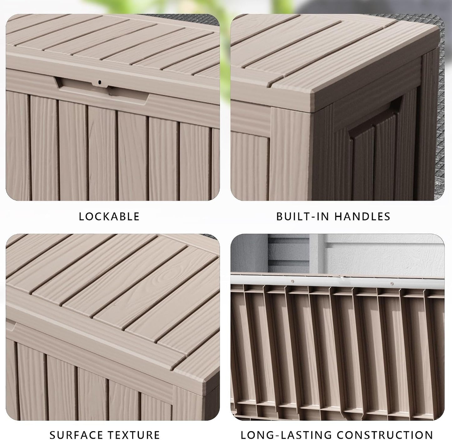 320 Gallon Waterproof Outdoor Storage Box, UV Resistant Resin Deck Box with Hydraulic Rod for Reinforced Stability, Perfect for Patio, Garden, and Pool（Black，320 Gallon）