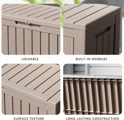 320 Gallon Waterproof Outdoor Storage Box, UV Resistant Resin Deck Box with Hydraulic Rod for Reinforced Stability, Perfect for Patio, Garden, and Pool（Black，320 Gallon）