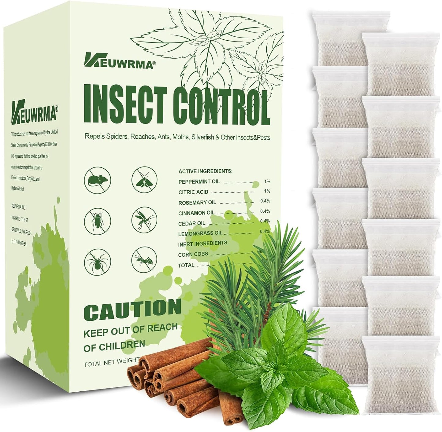 Spider Repellent Indoor Mosquito Patio Peppermint Oil Pet Safe 12 Pack | Formula natural peppermint oil,repels Insect repellent, gentle for pets and kids,For Bedroom Kitchen Basement Yard Garage