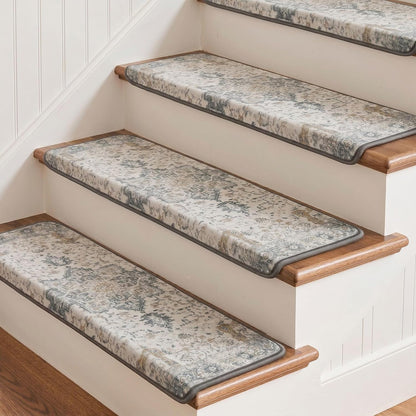 sarben Non Slip Stair Treads for Wooden Steps 15PCS - 8"x30" Indoor Safety Carpet, Edging Mats with TPE Adhesive Backing, Pet and Elderly Friendly Stair Rugs (Taupe) - Colors A