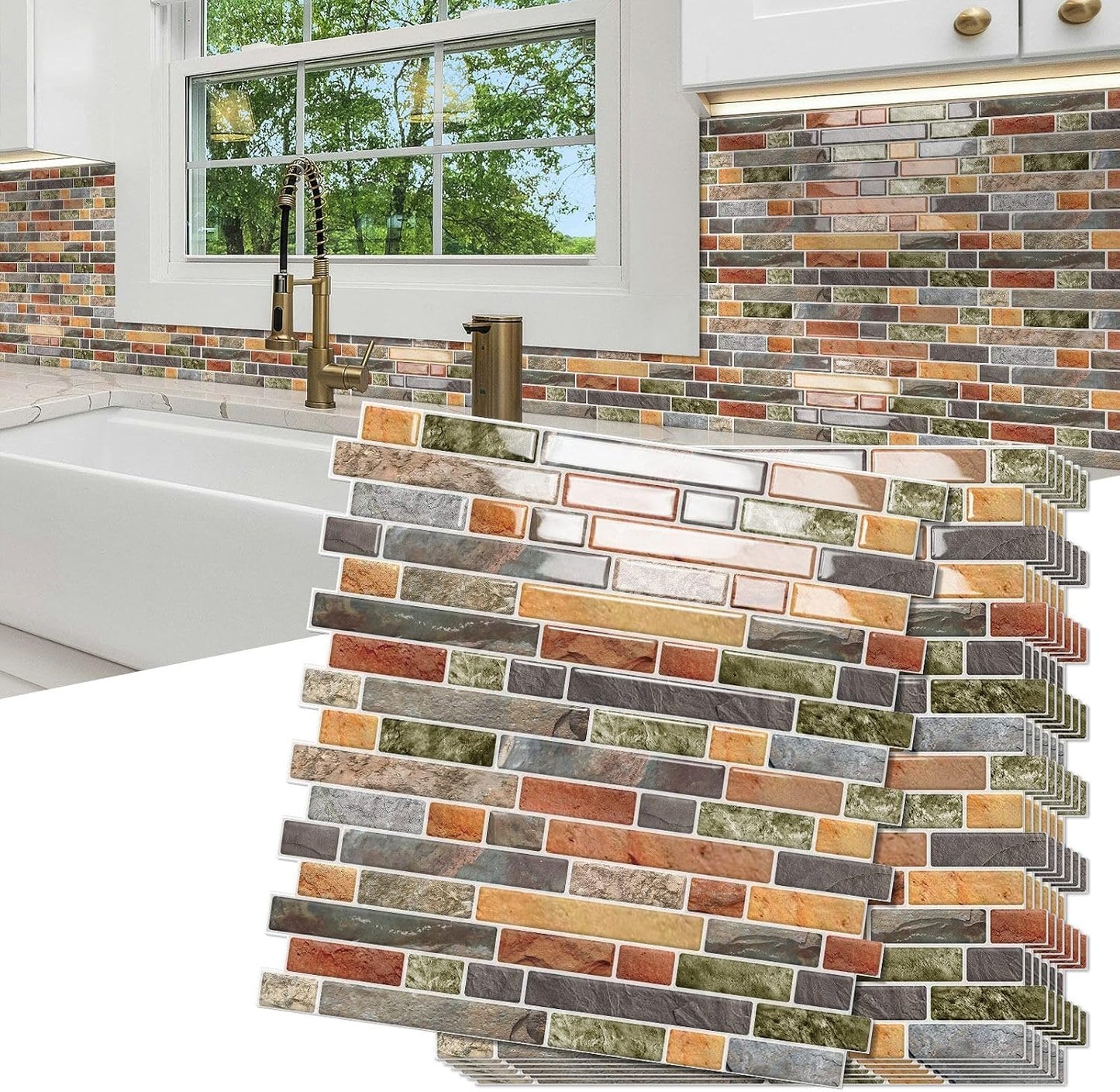 10 Sheets Thick Peel and Stick Kitchen Backsplash Tiles | 3D Waterproof Self Adhesive Wall Tile Stick on Backsplash for Kitchen,Bathroom and Fireplace(Pink,12"×12")