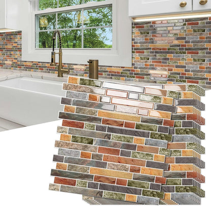 10 Sheets Thick Peel and Stick Kitchen Backsplash Tiles | 3D Waterproof Self Adhesive Wall Tile Stick on Backsplash for Kitchen,Bathroom and Fireplace(Pink,12"×12")