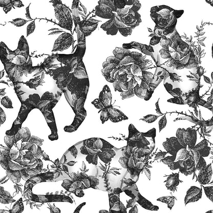 MuralPeel White Poppies Floral Modern Grey Peonies Flowers Peel and Stick Wallpaper Self Adhesive Removable Easy Peel Off Stick on Wall Paper for Bedroom Renter