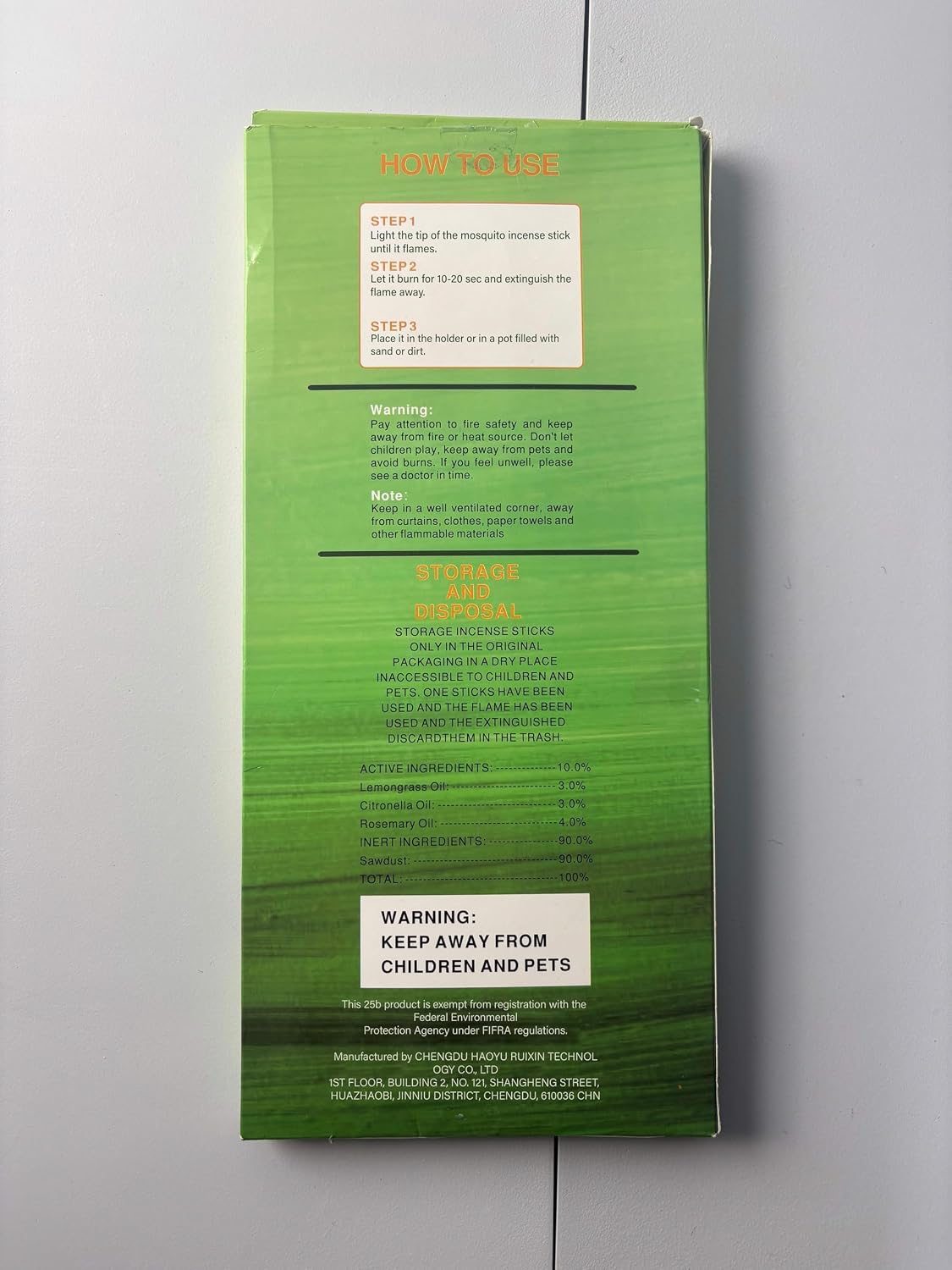 Mosquito Repellent Outdoor Patio 100 PCS Citronella Oil Mosquito Incense Sticks, Plant-Based Indoors Gnat Control for Camping Essentials, Fishing, Hiking, Yard, Backyard Travel