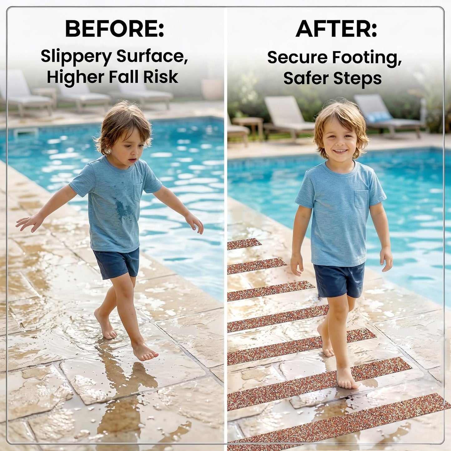 LifeGrip Anti Slip Traction Treads 10 Pack, 6"x32" with Glow in Dark Stripe, Best Grip Tape Grit Non Slip, Outdoor Non Skid Tape, High Traction Friction Abrasive Adhesive for Stairs Step
