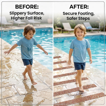 LifeGrip Anti Slip Traction Treads 10 Pack, 6"x32" with Glow in Dark Stripe, Best Grip Tape Grit Non Slip, Outdoor Non Skid Tape, High Traction Friction Abrasive Adhesive for Stairs Step