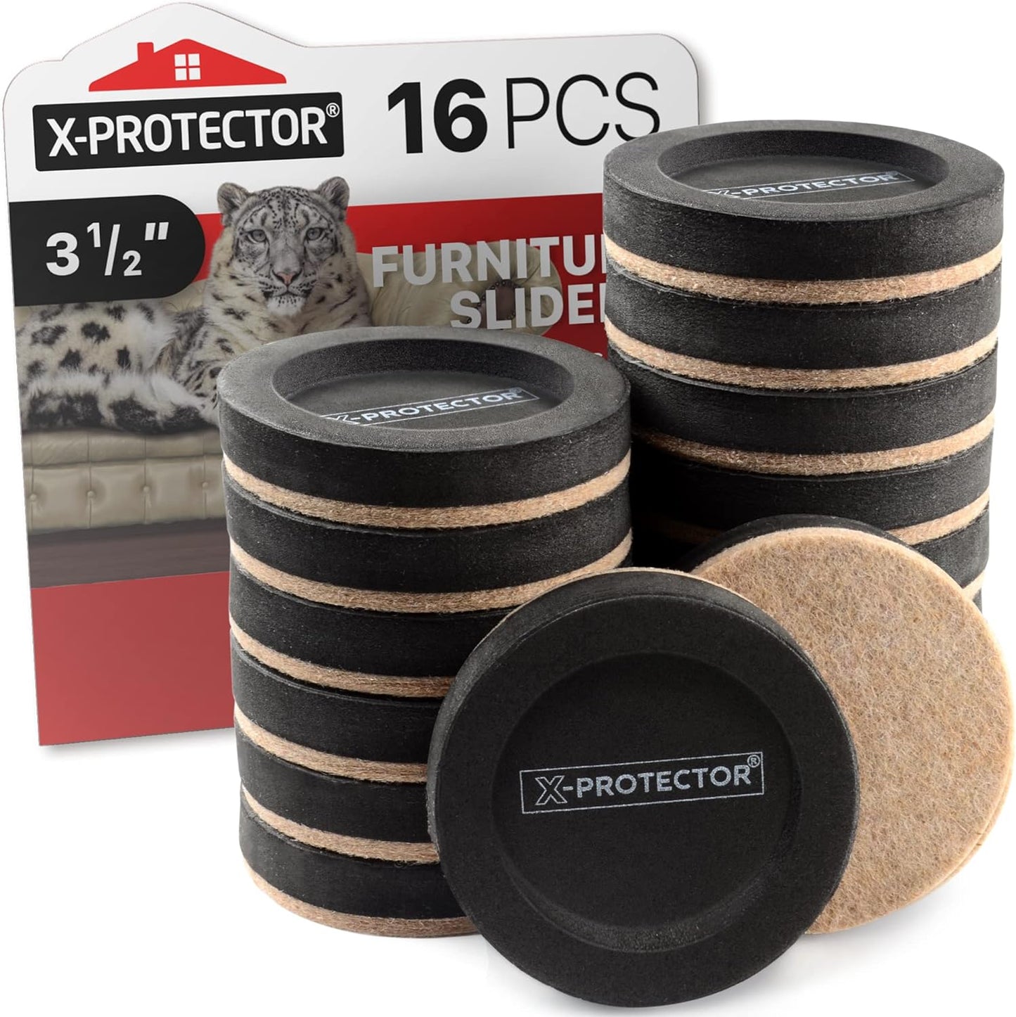 X-Protector Felt Furniture Sliders for Hardwood Floors 24 PCS 1” - Self-Adhesive Furniture Slider - Heavy-Duty Furniture Movers for Hard Surfaces - Felt Sliders - Move Your Furniture Easily!