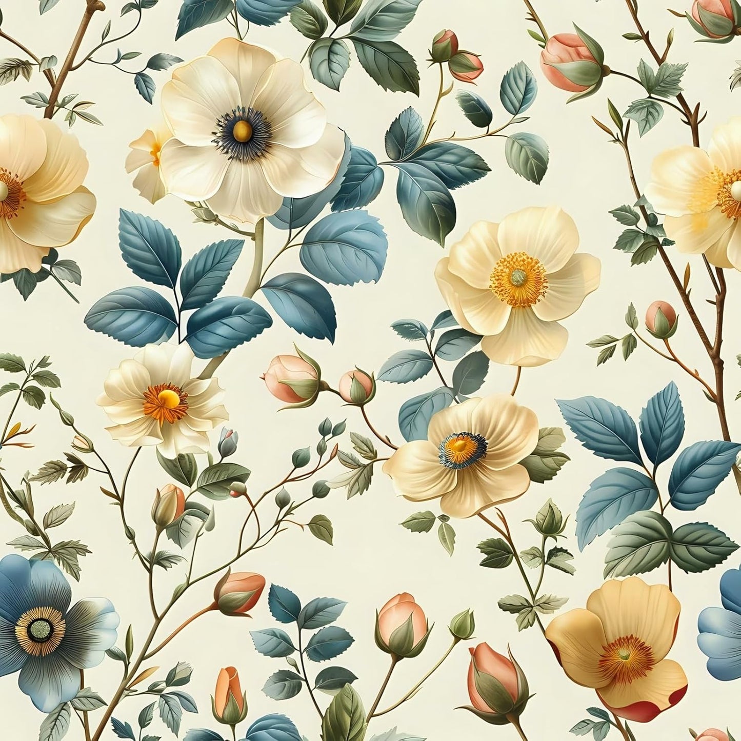 Floral Peel and Stick Wallpaper, 17.71" x 118.1" - Removable, Waterproof, Decorative Vinyl Wallpaper for Bedroom, Living Room