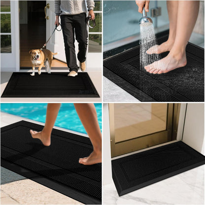 BEHERO Front Door Mat Outside Entrance, 36" x 17" Heavy Duty Rubber Outdoor Mats Enlarged for Entryway, Welcome Matt Outdoor, Dirt Trapping Waterproof