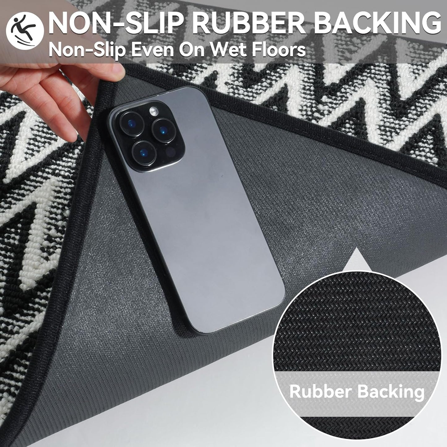 Door Mat 17"x30",Door Mat Indoor Entrance Dirt Resistant and Absorbent Non-Slip Rubber Backing Front Door Mats Washable Low-Profile Indoor Mats for Entryway, Inside Entrance Easy Clean Gray