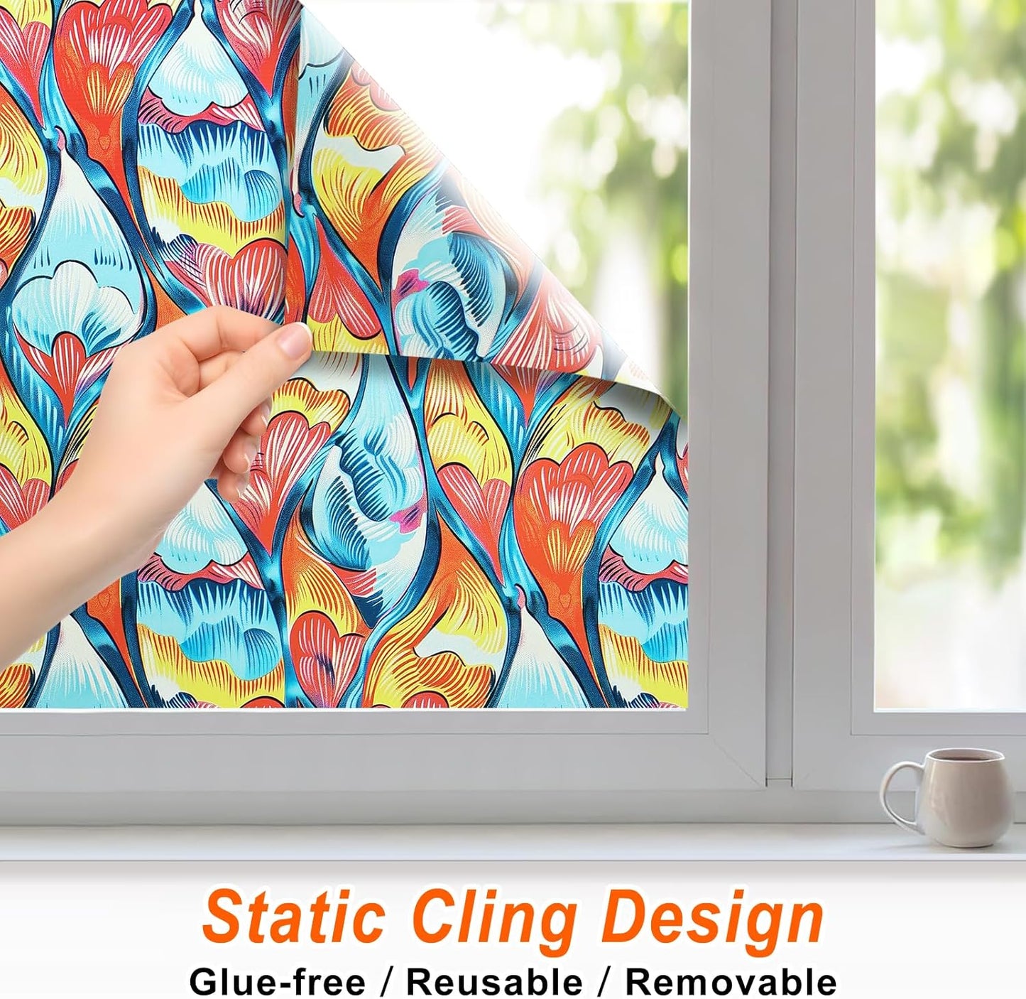 SOMWISE Frosted Glass Window Film, Heat Insulation, UV Block, Anti-Glare, One Way Privacy Tint, Static Cling for Home Bathroom Door, Renter Friendly, Day & Night Privacy