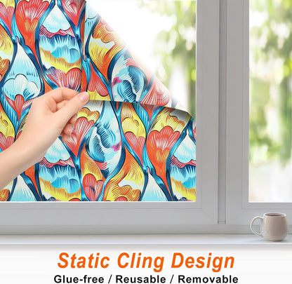 SOMWISE Frosted Glass Window Film, Heat Insulation, UV Block, Anti-Glare, One Way Privacy Tint, Static Cling for Home Bathroom Door, Renter Friendly, Day & Night Privacy
