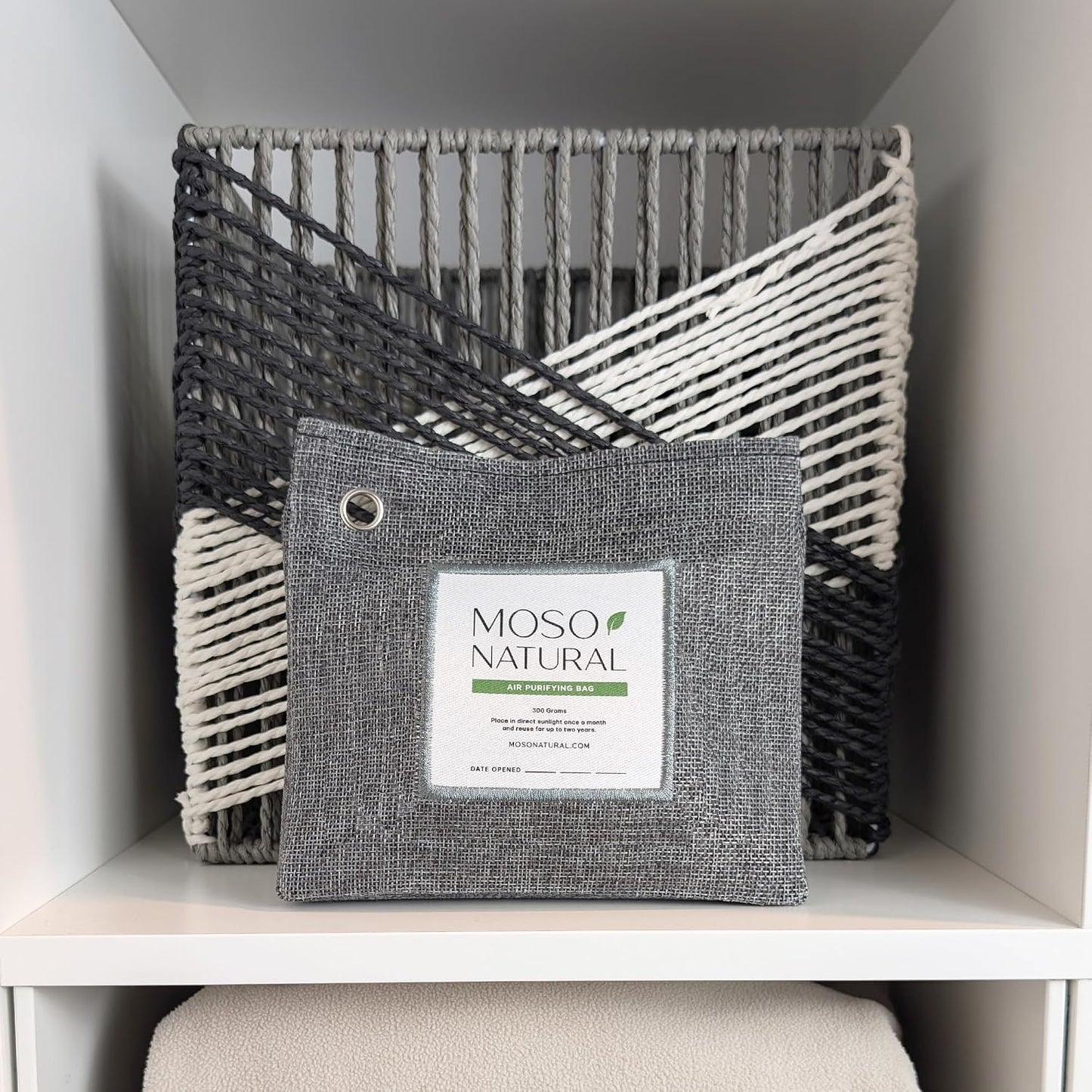 Moso Natural Air Purifying Bag 300g (2 Pack) Premium Charcoal Odor Absorber & Deodorizer for Closets, Bathrooms & Small Spaces — Lasts 2 Years, Pet Odor Eliminator for Home, Unscented Bamboo Charcoal