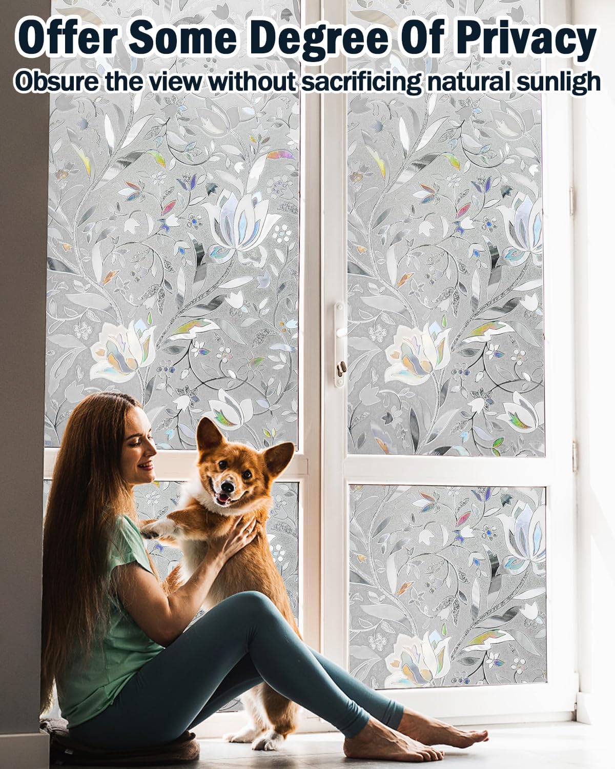Lovepea Pure Frosted Glass Window Privacy Film 24 Hour Two Way Privacy, Removable, Static Cling, Ideal for Privacy scenarios Such as Home Office Doors and Windows (17.5 x 78.7 Inch)