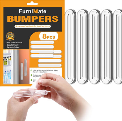 4PCS Long Furniture Bumpers - Wall Protector Guards, Fridge Door Stopper, 5.5x0.7x0.2inches