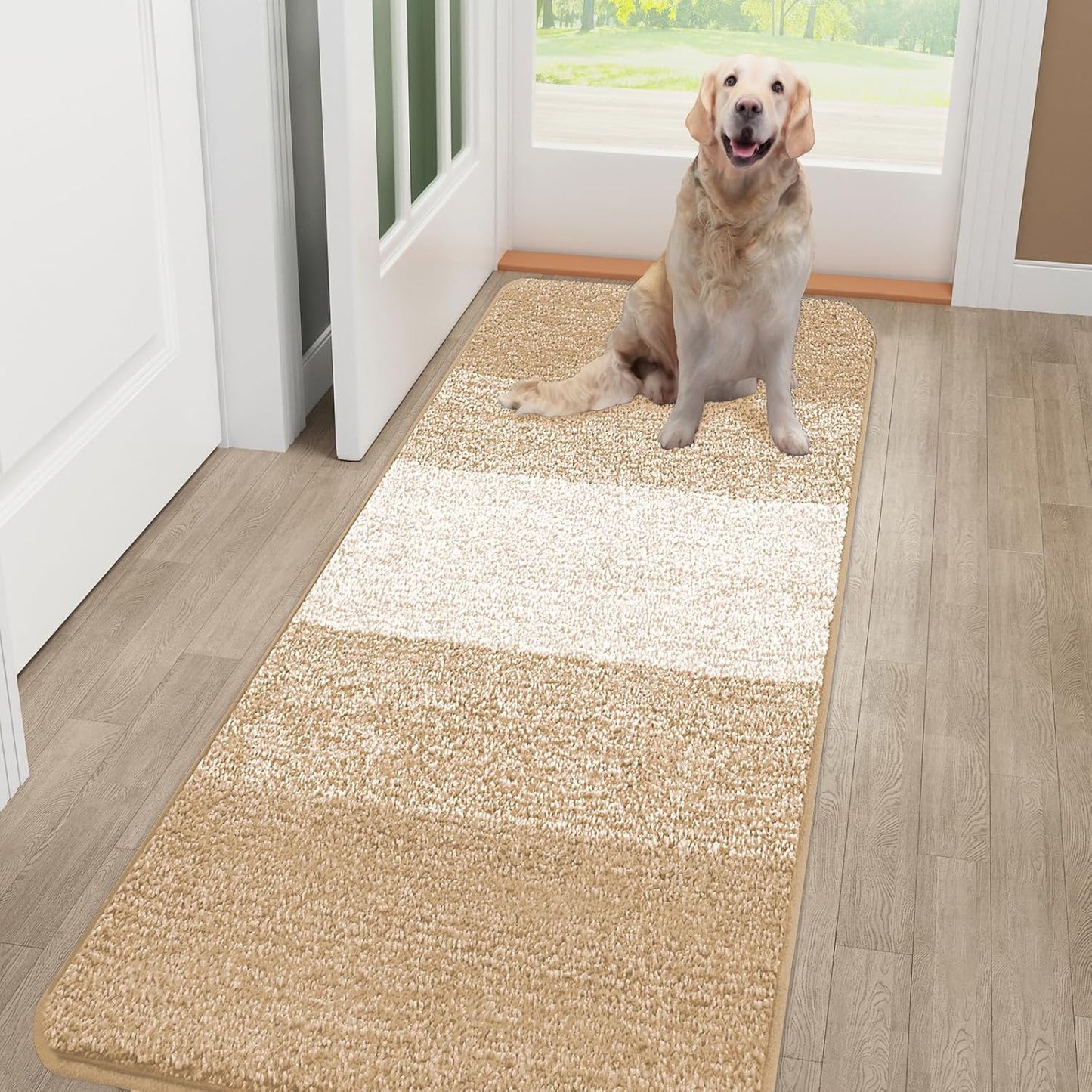 Kitinjoy Indoor Outdoor Door Mat, 32x20 Non-Slip Absorbent Dirt Trapper, Low-Profile Washable Inside Entrance Front Floor Mat, Sturdy Soft Entry Doormats for Entryway, Grey