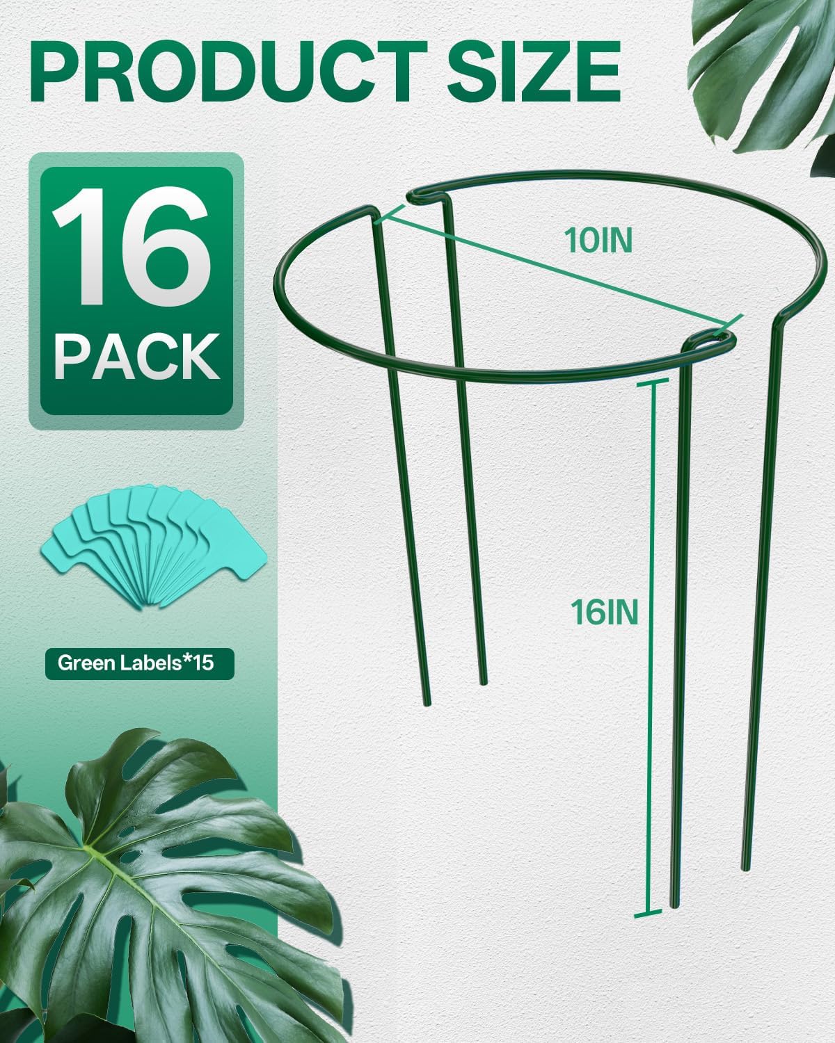 8 Pack 24 In Plant Support Stakes, Peony Cages And Supports with 15 Lables | Rust-proof Metal Plant Stakes, Adjustable Plant Supports For Outdoor Plants, Peony Cage, Flower Stakes for Plants，Hydrangea
