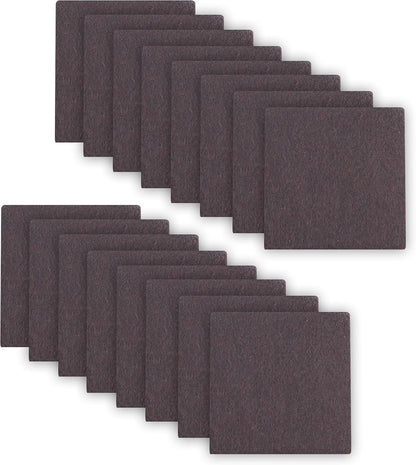 1.5inch Square Felt Furniture Pads, 16Pcs Self Adhesive Cuttable Felt Furniture Leg Pads Floor Protectors Furniture Sliders for Hardwoods Floors, Brown