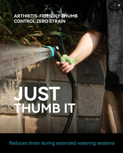RAINPOINT Hose Sprayer Nozzle Heavy Duty - 8 Spray Patterns Garden Hose Nozzle with Adjustable Flow Control for Watering Plants, Washing Cars,Washing Pets, Thumb Control (Green)