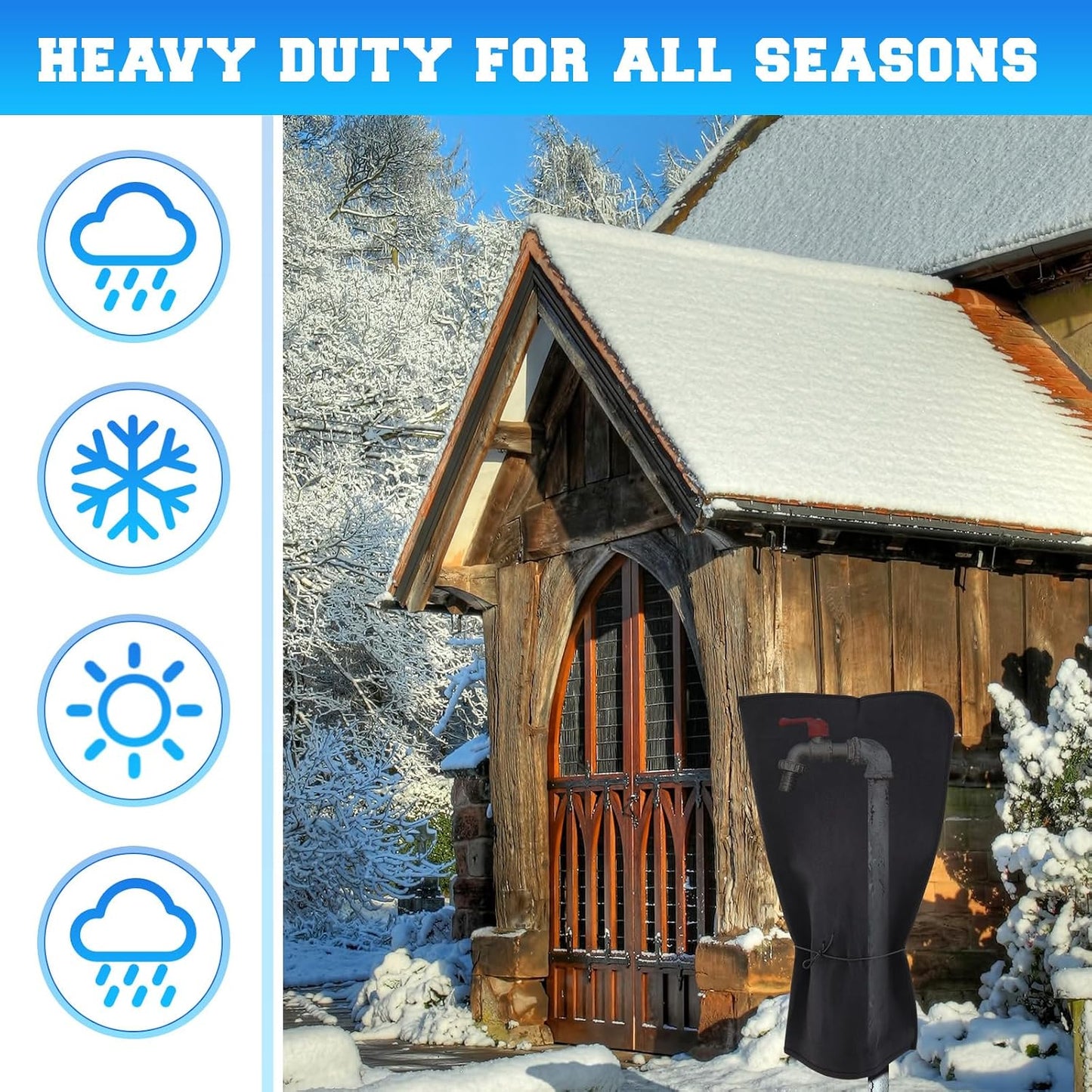1 Pcs 25.2" L x14 W Electric Heated Outdoor Faucet Cover for Winter Freeze Protection Heating Hose Bib Covers for Winter, Water Pipe Heater for Garden Faucet Insulated Spigot Protector, Black