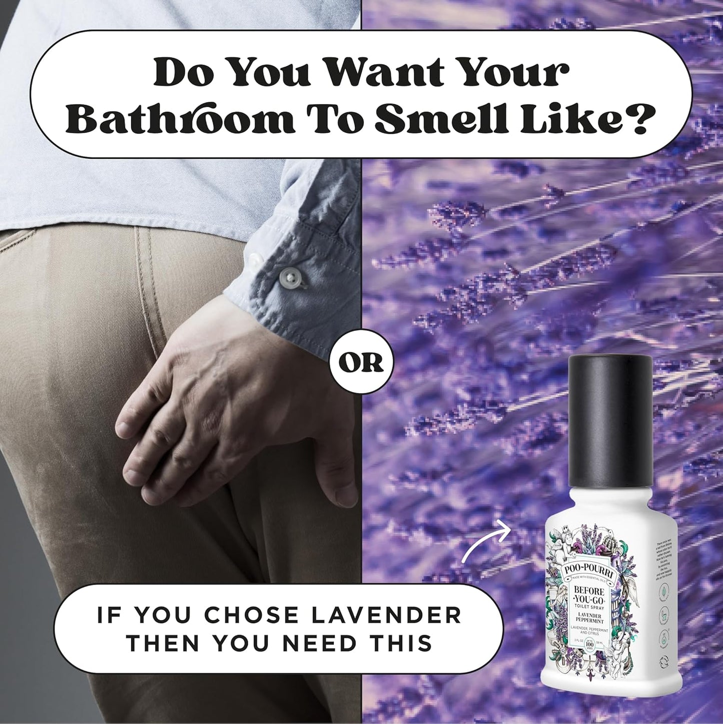 Poo-Pourri Before-You-Go Toilet Spray, Lavender Peppermint, 2 Fl Oz, Up to 100 Uses, Bathroom Odor Deodorizer, Plant-Based with Essential Oils for Home or Work, Travel Essentials, TSA Approved Size
