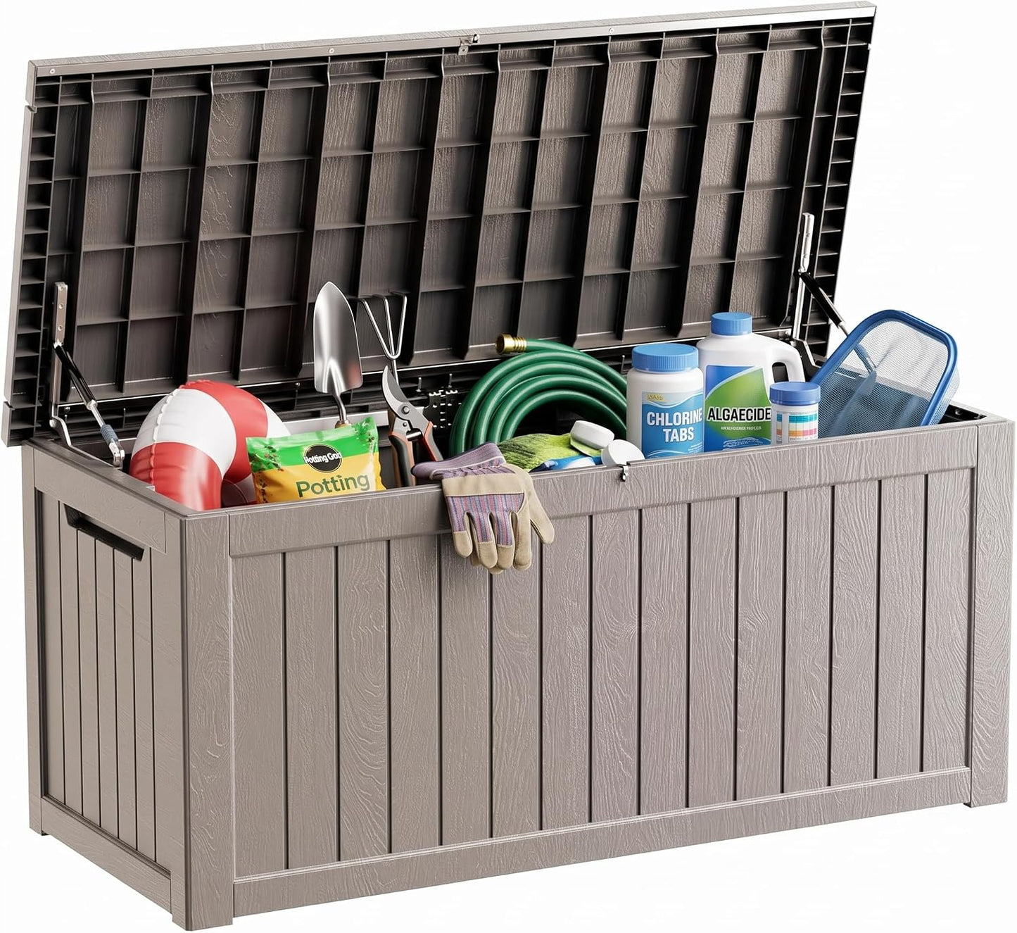 320 Gallon Outdoor Storage Box, Extra Large Waterproof Resin Deck Box with Lockable Lid Storage Bin for Patio Furniture Cushion, Garden Tools, Pool Accessories, UV-Resistant Outside, Black