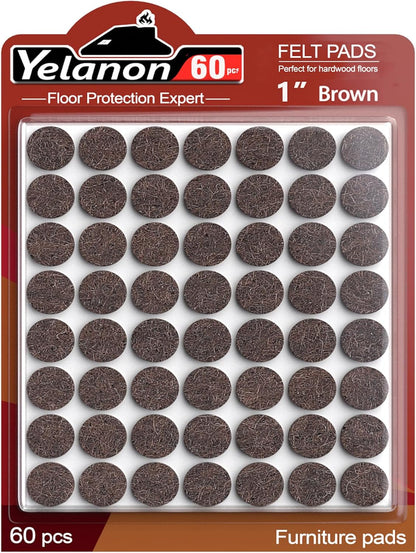 Yelanon Felt Furniture Pads -182 Pcs Premium Felt Pads for Chair Legs Furniture, Floor Protectors for Hardwood Floors, Black