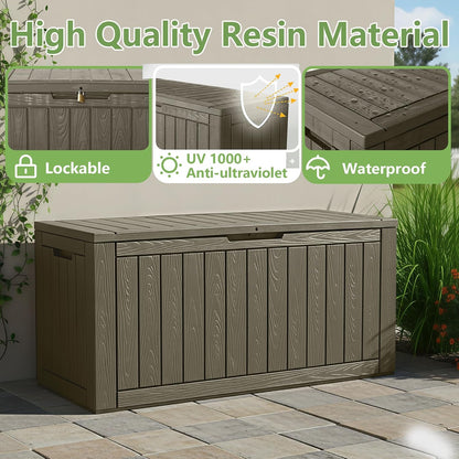 KAMABOKO 31 Gallon Outdoor Storage Box, Resin Deck Boxes Indoor and outdoor, Waterproof Storage Box Lockable Lid for Garden Tools, Package Delivery, Pool Supplies, Patio Cushions, Black