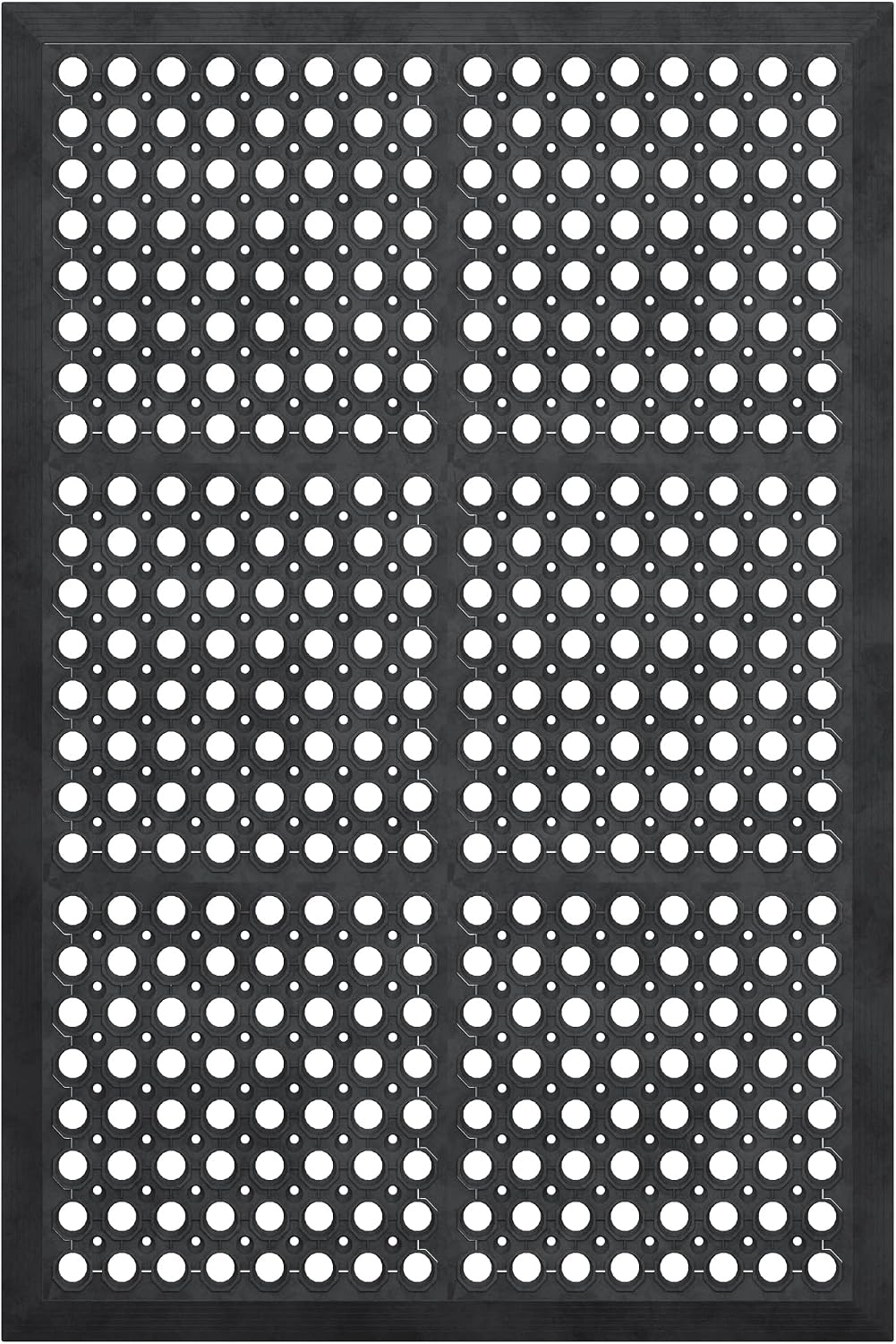 Ottomanson Heavy Duty Rubber Floor Mat – Non-Slip, Waterproof, Easy to Clean – Boot Tray Utility Mat for Shoes, Boots, Entryway, or Pet Feeding Area – Durable, Hose Washable – 16" x 32", Black