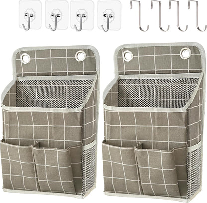 Hanging Basket for Organizing, Wall Organizer with Pockets and Over The Door Organizer，Can for Home, Closet, Office and Camper (1 White)