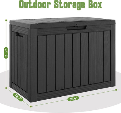 KAMABOKO 31 Gallon Outdoor Storage Box, Resin Deck Boxes Indoor and outdoor, Waterproof Storage Box Lockable Lid for Garden Tools, Package Delivery, Pool Supplies, Patio Cushions, Black