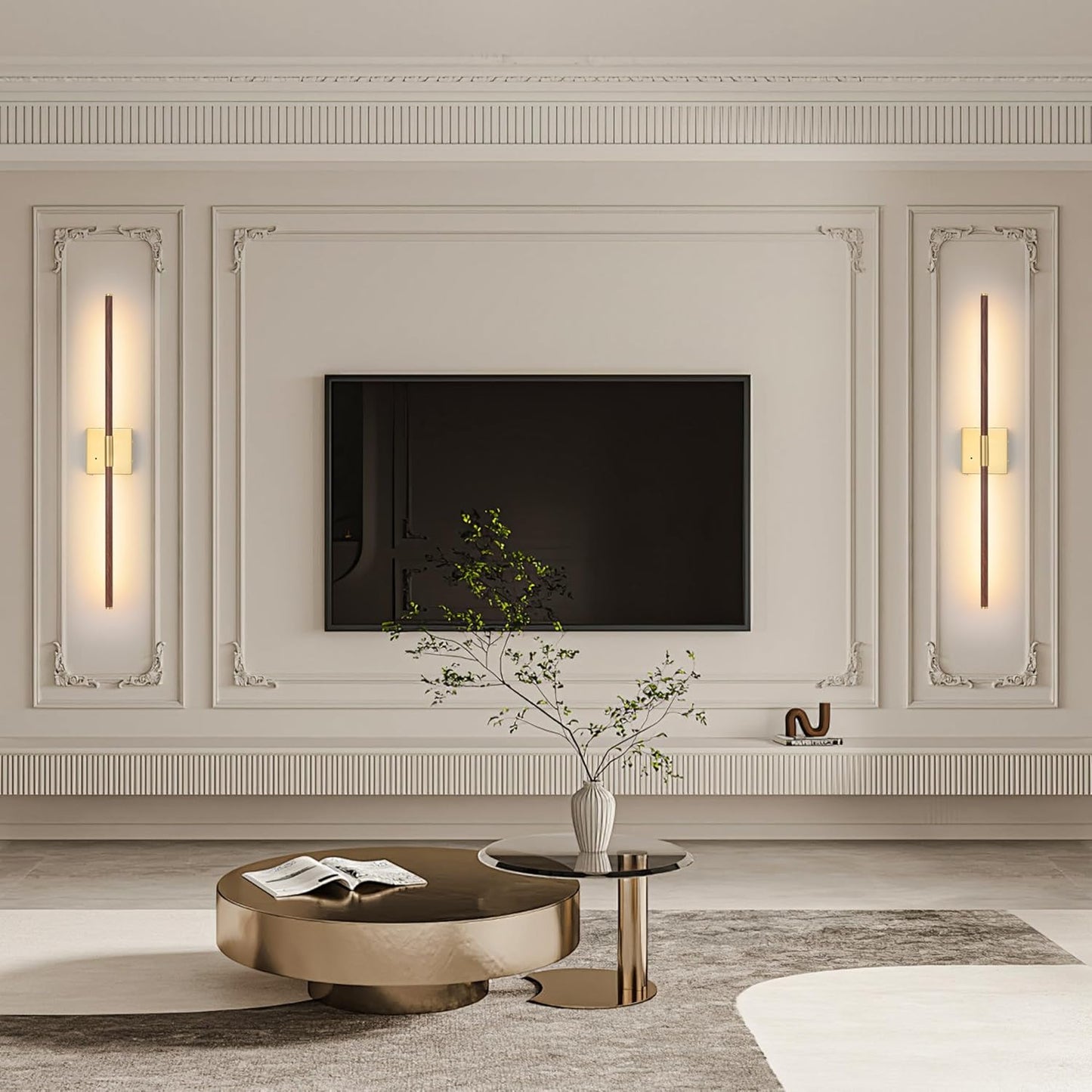 Morauroral Battery Operated Wall Sconces Set of 2, 10000mAh Rechargeable Sconces, 3000K-6000K Dimmable LED Wall Lamp with Remote, 24 Inch Black Gold Wireless Wall Lights for Bedroom, Living Room