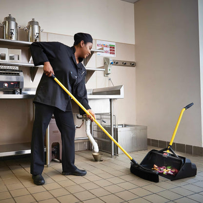 Rubbermaid Commercial Products Maximizer 36" Push to Center Push Broom Polypropylene Fill Black Angled Sides Medium Bristles for Indoor/Outdoor Multi-Surface Use