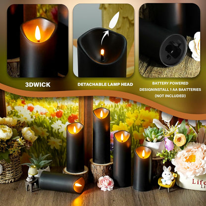 kakoya Flickering Flameless Candles Battery Operated with Remote and 2/4/6/8 H Timer Plexiglass Led Pillar Candles Pack of 9(D2.3 xH5.5 6.5" 7.5") with Realistic 3D Wick Candles for Home Decor(Ivory)