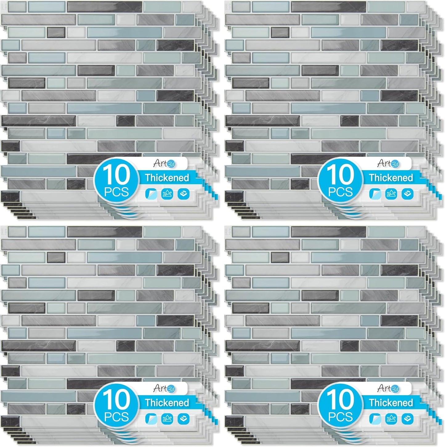 Art3d 10-Sheet Heavy-Duty Peel and Stick Backsplash, Waterproof Wall Tiles Stick on Kitchen Backsplash Living Space, Beige & White