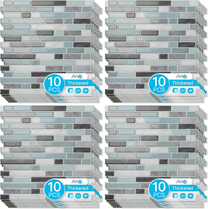Art3d 10-Sheet Heavy-Duty Peel and Stick Backsplash, Waterproof Wall Tiles Stick on Kitchen Backsplash Living Space, Beige & White