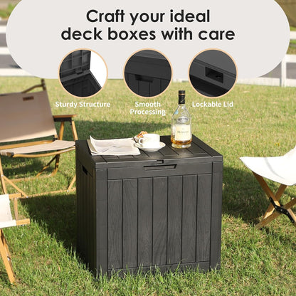 TARKARI 320 Gallon Lockable Resin Deck Box, Waterproof & UV-Resistant Outdoor Storage Box for Outdoor Cushion Storage, Garden Tools & Pool Accessories Storage, Black