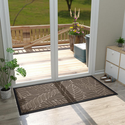 Yimobra Front Door Mat Outdoor Indoor, 29.5x17 All-Season Waterproof Door Mat Outside Entrance, All-Weather Non-Slip Outside Doormat for Garage Patio Entryway, Brown