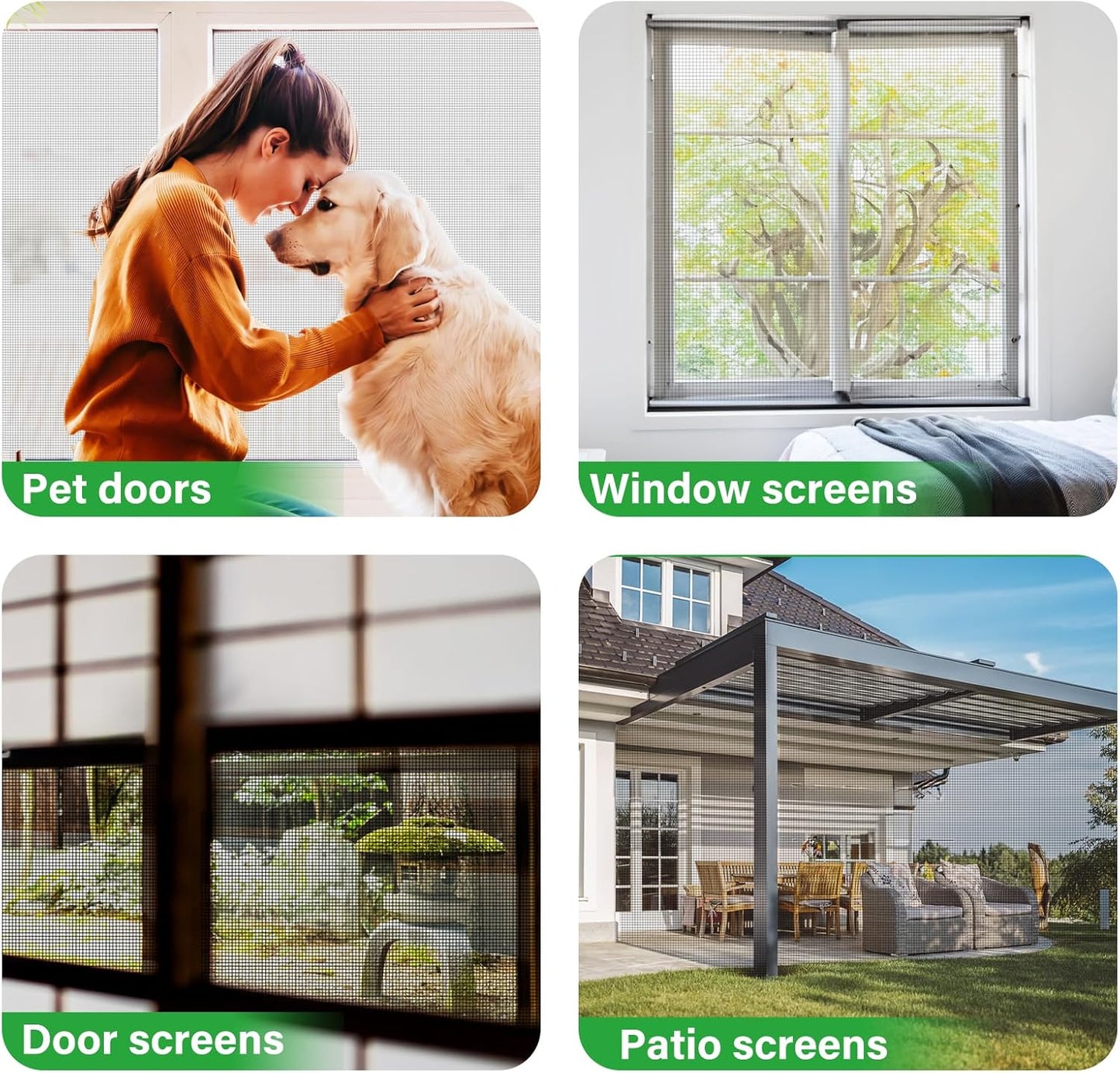 Window Screen Replacement Kit 32 Inch X 66 Feet Durable High Hardness Nanofibers Roll Screen Mesh Window Screen Repair Kit Black for Any Door and Window
