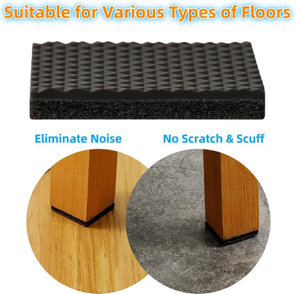 Non Slip Furniture Pads 1/2" x 3" Rubber Strips Self Adhesive Furniture Grippers Chair Leg Pads Rubber Chair Feet Anti Scratches Non Skid Furniture Pad Floor Protectors, 40 Pcs Rectangle